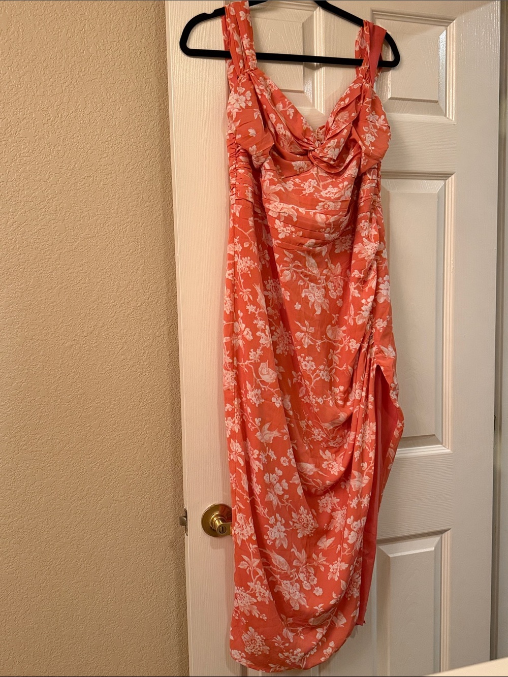 Abercrombie & Fitch Coral Floral Draped Maxi Dress